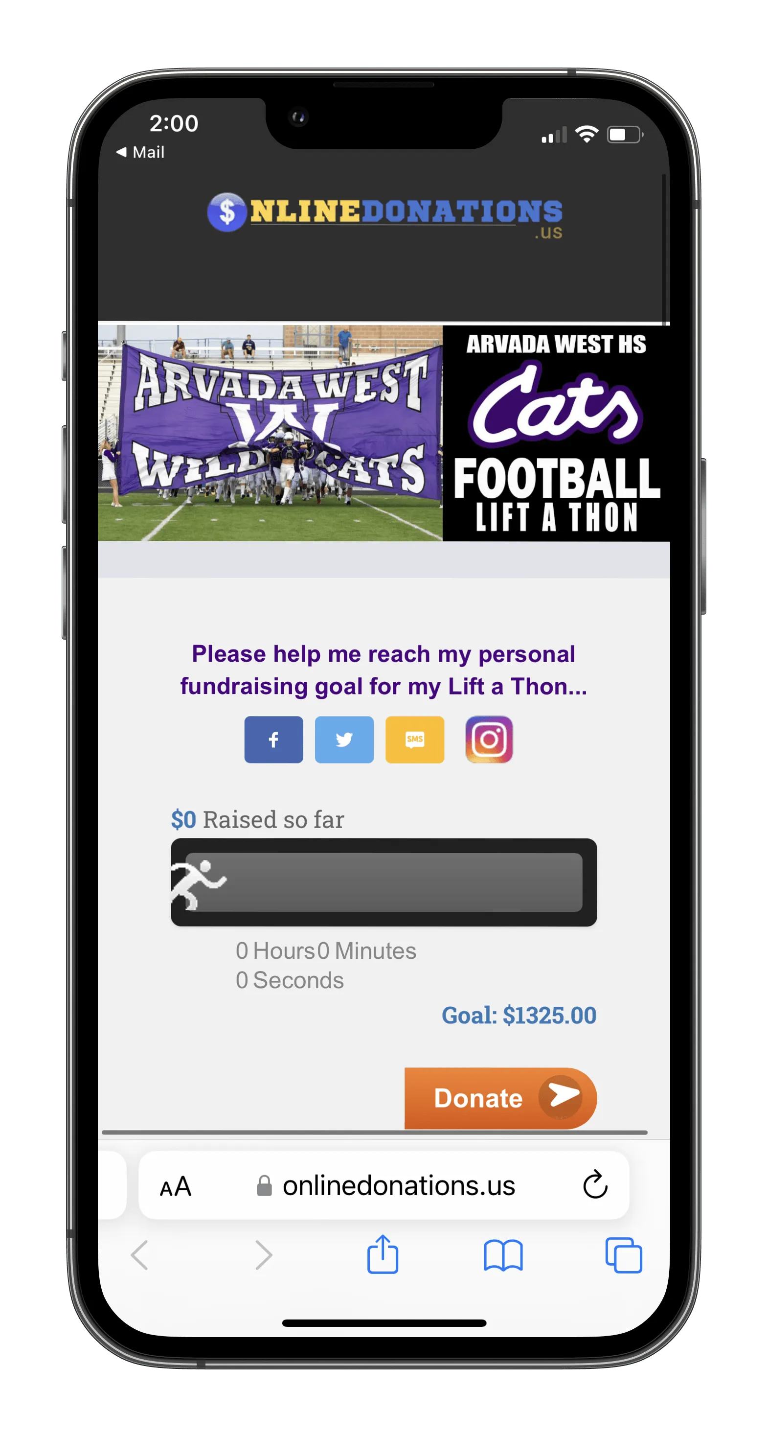 Online Donations mobile dashboard preview